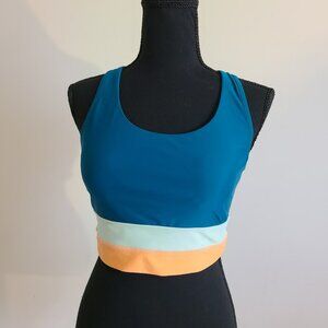 Nani Swimwear-Atlantic Cut Back Crop Colorblock-Women Swim Top M Padded
